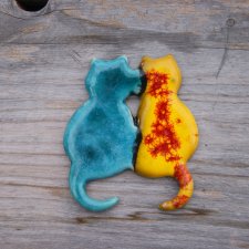 Ceramiczny magnes kotki turkusowy/żółty