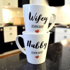 KUBKI ŚLUBNE Latte WIFEY/HUBBY