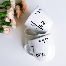 komplet kubków żona i mąż z datą 300 ml