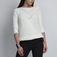 Sweterek z ażurową wstawką, SWE041 ecru MKM