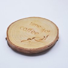 Drewniane podkładki "time for coffee" - 4szt.