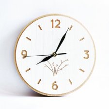 Drewniany zegar ścienny "white", średnica 26cm, z litego drewna, biały