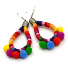 KOLCZYKI BOHO RAINBOW POMPONS