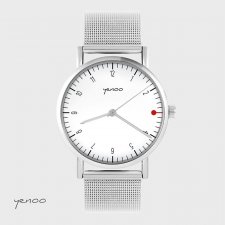 Zegarek, bransoleta - Simple elegance, biały - metalowy mesh