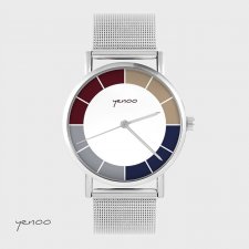 Zegarek, bransoleta - Tricolor, klasyczny - metalowy mesh