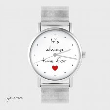 Zegarek, bransoleta - It is always time for love - metalowy mesh