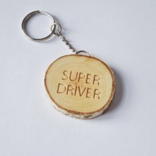 Drewniany breloczek do kluczy "super driver", dla taty, na dzień ojca, dla mamy na dzień matki, zabawne gadżety na prezent, upominek, zadani