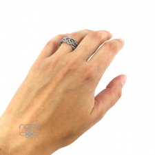 Frywolitkowy pierścionek srebrny