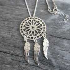 Srebrny Łapacz Snów, DREAMCATCHER, Naszyjnik