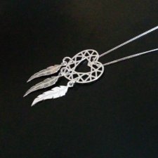 Srebrny Łapacz Snów, DREAMCATCHER, Naszyjnik
