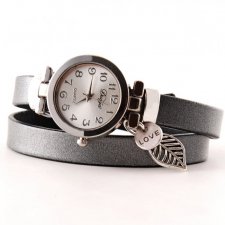 zegarek bransoletka, srebrzysty, love, owijany, regulowane zapięcie zatrzaskowe