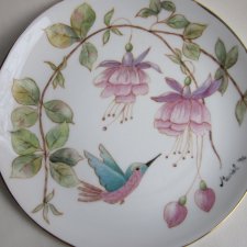 HAND PAINTED BY MURIEL 76 Ręcznie Malowany porcelanowy unikatowy talerz