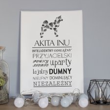 Obraz na płótnie -  typograficzny Akita Inu