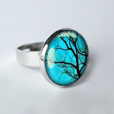 tajemnicze drzewa :: okrągły delikatny elegancki pierścionek z grafiką w szkle