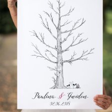 50x70 cm - Duże Drzewo Wpisów gości weselnych - Plakat
