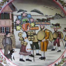 KOLĘDNICY - KÖNIG PORCELAIN BAVARIA  - THERSHEIM - NIESPOTYKANY DUŻY DEKORACYJNY TALERZ PORCELANOWY  24 cm średnicy