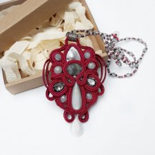 Wisior sutasz,  soutache #6 bordo