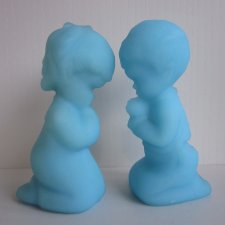 AUTENTIC Fenton - Niebieska ona i niebieski on -szklane figurki -dobrana para