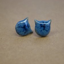 Ceramiczne kolczyki "Niebieski kotki"/stal chirurgiczna k15-1