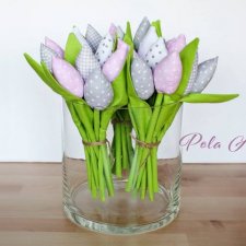 Tulipany z materiału 31cm-12szt Dzień matki