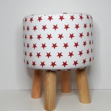 Pufa Czerwone Gwiazdki na białym tle  - 36 cm