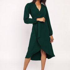 Zielona asymetryczna, kopertowa sukienka, SUK160 zieleń