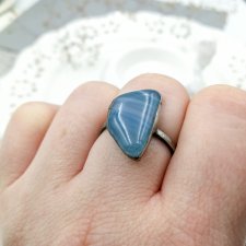 Blue love - pierścionek z topionym szkłem