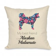 Poszewka na poduszkę - Alaskan Malamute Flowers