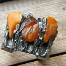 surowe bursztyny - bransoleta mankiet CUFF
