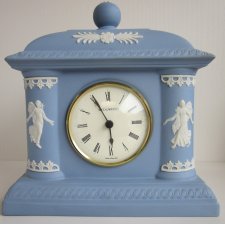 Rarytas - Wedgwood Antique - Blue Jasper clock  -duży zegar kominkowy -Kolekcjonerska biskwitowa porcelana.