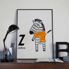 Plakat Zebra alfabet w ramie