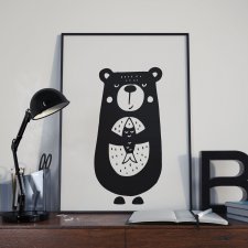 Plakat Skandynawski Miś A4 w ramce