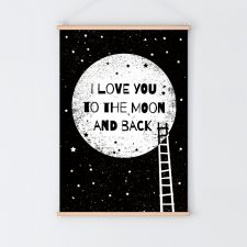 To the moon and back BLACK | plakat A3