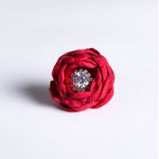 FloweRing - kwiatowy pierścionek - czerwony z cyrkonią - FR05