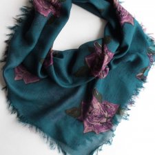 CHUSTA vintage  KWIATY NAPISY