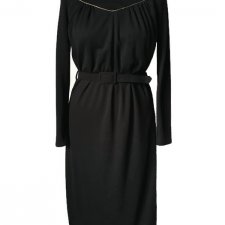 Elegancka czarna sukienka vintage 80s złoty akcent