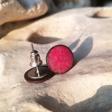 Różowe kolczyki ceramiczne na sztyftach ⌀11 mm - kolczyki sztyfty dtal chirurgiczna - prezent dla córki - biżuteria autorska Gaia