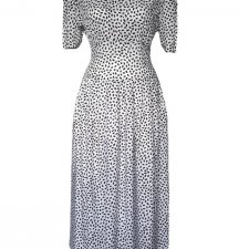 (Autentyczny vintage) Biała sukienka w czarne pastylki jak lata 40-te