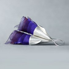 Srebrne kolczyki wiszące PURPUROWE DZWONKI