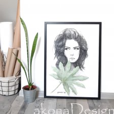 aralia, 50x70cm, plakat z autorskiej akwareli