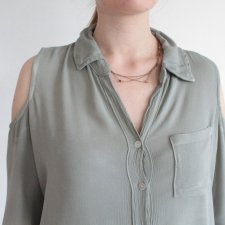 khaki BLUZKA wiskoza ODKRYTE RAMIONA KHAKI COLD SHOULDERS