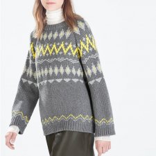 ZARA M ciepły żakardowy sweter
