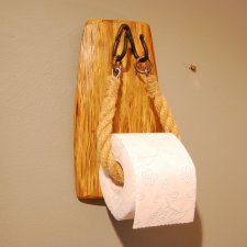 Wieszak na papier toaletowy, rustykalny drewniany wieszak na papier, wieszak łazienkowy z kutej stali