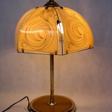 Lampa stołowa-mosiężna-szklany klosz-piękne światło.