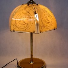 Lampa stołowa-mosiężna-szklany klosz-piękne światło.