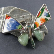 Broszko - wisiorek: Motyl folk z awenturynem