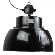 Czarna lampa (połysk) przemysłowa model ORP-125E, 1960r.