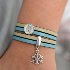 BRANSOLETKA SKÓRZANA MAGNETOOS DOUBLE WOLF AND SNOWFLAKE CHARMS