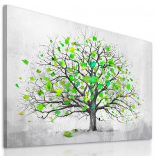 Obraz na płotnie do salonu z jwiosennym drzewem w zieleniach, format 120x80cm 02292