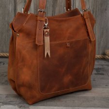Ręcznie robiona skórzana torebka rudy brąz, brązowa skórzana torebka, damska skórzana torebka, skórzane torby, skórzana torba na ramię
